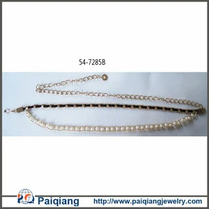 2014 Fashion beaded pearl chain belt for women dresses