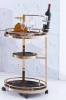 2015 Hotel gold metal drinks hand trolley with wheels
