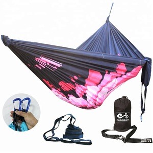 2018 Amazon Hot Selling 210T Nylon Parachute Double Hammock with Carabiners and Tree straps for Outdoor Camping