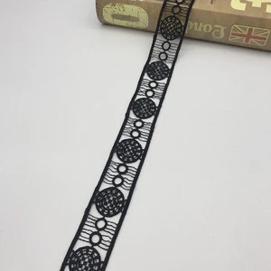 2018 new design hot sales lace trim embroidery, high quality fringe nylon lace trim for garments