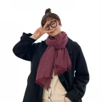 2020 new cotton and linen scarf women's autumn and winter fur shawl pure color sunscreen shawl ladies gauze scarf