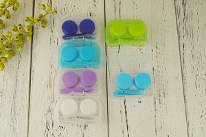 2020 new style fashion cheap contact lens contact double cases dual lens case tweezers kit