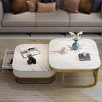 2020 newest modern simple style black glass marble top tea center coffee table