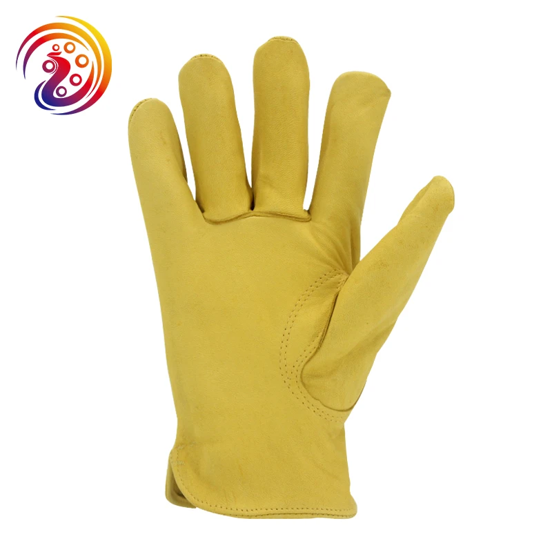 2020 Popular Mens and Womens Special Labor Protection Sheepskin Leather Yellow Worker Gloves Safety Hand Glves