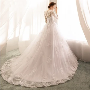 2020 vestidos de novia illusion long sleeves elegant princess muslim bridal gown wedding dress