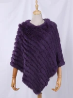 2021 Hot Sale Women Real Rabbit Fur Shawl Natural Real Knitted Real Rabbit Fur Poncho Scarf Autumn Winter Rabbit Fur Pashmina