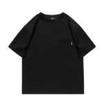 2022 Waffle Tooling Pocket Tee Shirts New Dropped Shoulder Loose Top Simple Casual Solid Color T-Shirt