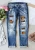 Import 2024 Latest Design Custom Design slim fit Flower ripped jeans women girls streetwear straight jeans from China