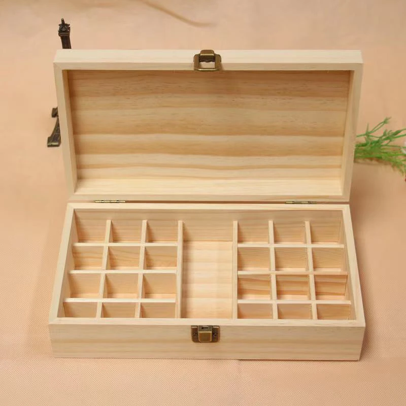 24 + 1 long wooden box essential oil packaging wooden box beauty salon essential oil bottle storage and sorting box