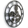 27 inch 69cm round black  modern antique vintage metal home decorative quartz wall mounted clock with spindle for living room