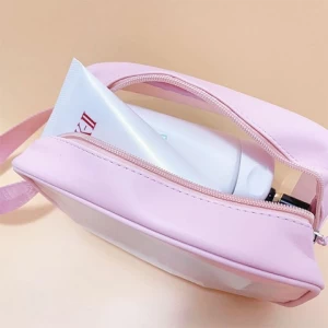 3 Size Custom Logo Travel Transparent Vinyl Waterproof Zipper Cosmetic Bag Clear TPU PVC Toilet wash Bag custom With Handle