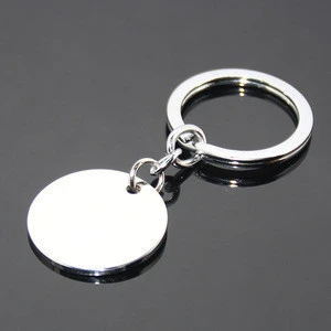 30mm Round Shaped New Fashion Metal Dog Tag Key Ring Jewelry Charm Perfect Gifts Blank Stainless Steel Key Chain
