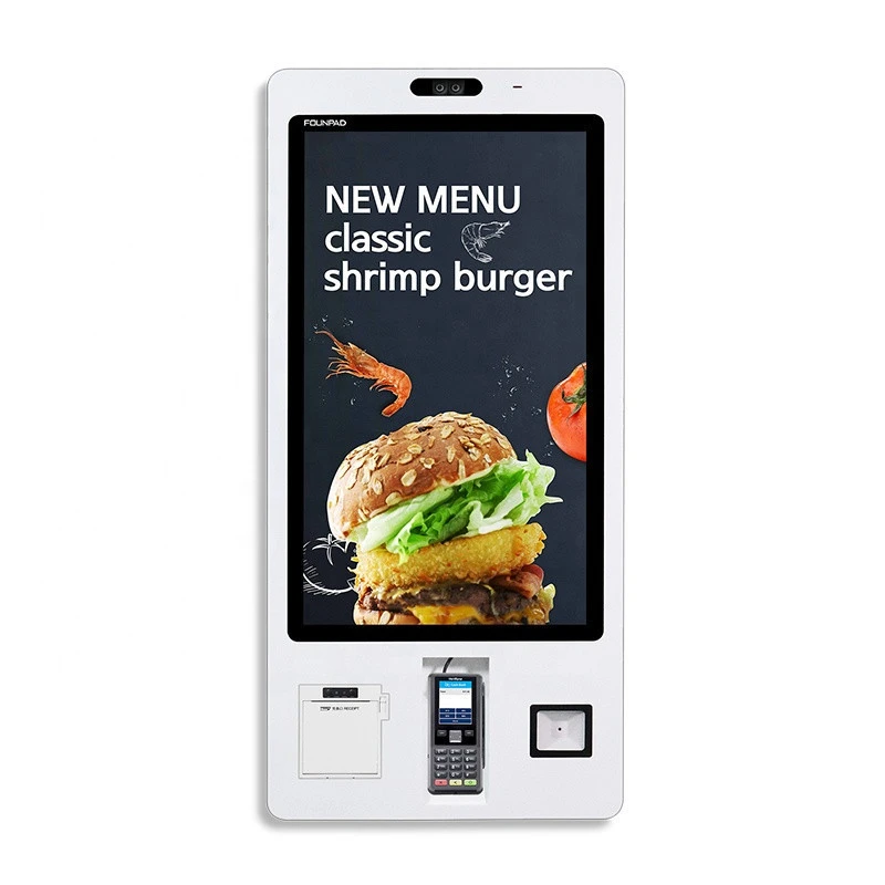 32inch floorstanding fast food order service self automated payment kiosk with qr code reader