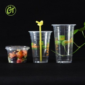 32oz 950ml Disposable PP Tea Plastic Glass and Coffee Cold Drinks Juice Cups with Lids