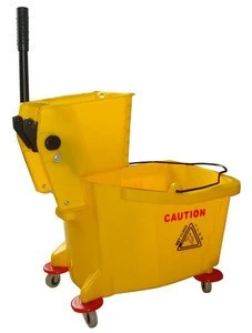 36liter trolley plastic cleaning mop wringer bucket with wheels