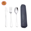 3PCS PACK travel portable cutlery flatware set with black color box