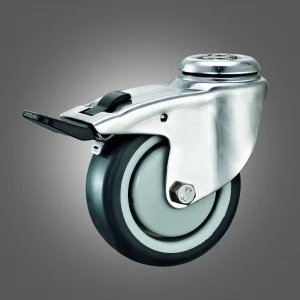 5 Light Duty Euro Type Stainless Steel Bolt Hole Swivel TPR Caster Wheel