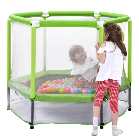 55 inches Mini Toddlers Trampoline with Safety Enclosure Net and Balls Indoor and Outdoor Trampoline for Kids