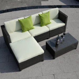 5PC Outdoor Garden Furniture Patio Sofa Set PE Wicker&amp;Rattan aluminium furniture