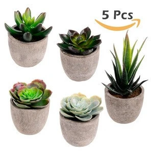 5pcs Wholesale Cheap Indoor Mini Artificial Succulent Plants Potted for Home Decor