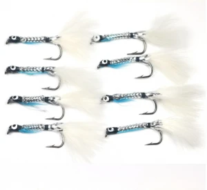 6#& 4# Trout Salmon Fishing Fly Lure Baits Silver Body Streamer Minnow fly fishing lures