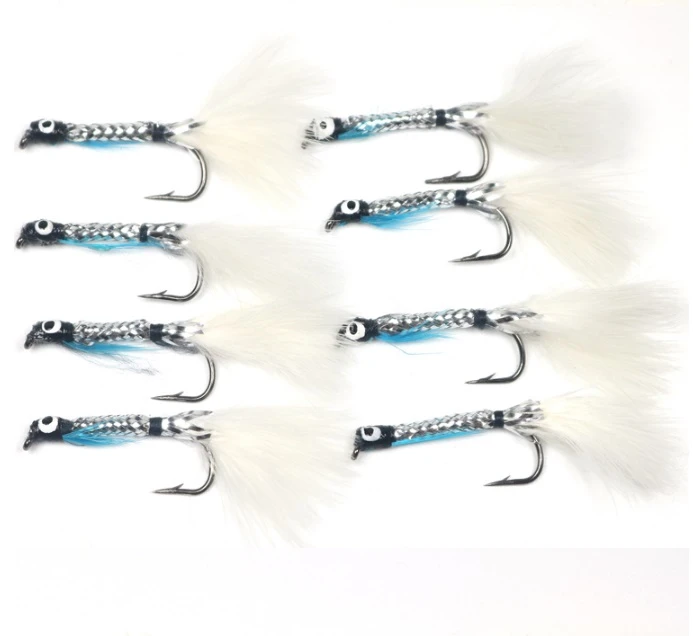6#& 4# Trout Salmon Fishing Fly Lure Baits Silver Body Streamer Minnow fly fishing lures