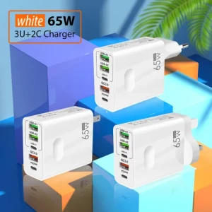 65W USB Charger Fast Charging Mobile Phone Charge Adapter Quick Charge 3.0 Wall Charger Adapter For 65w gan charger