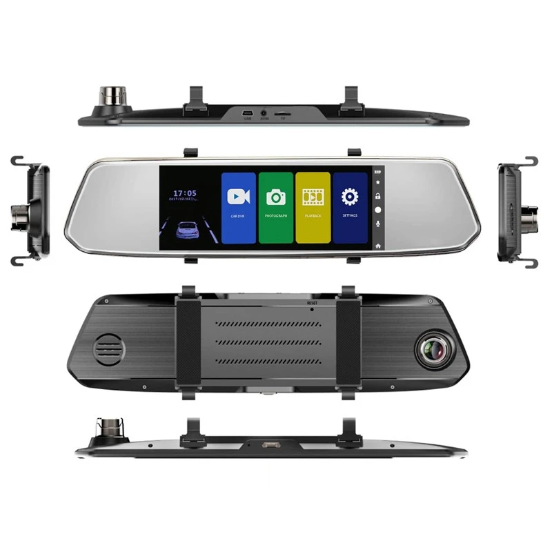 7" IPS Touch Screen Rear View Mirror Dash Cam Front & Rear 1080P Car Black Box and Reverse Camera