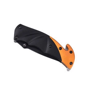 A21-1076 Stainless Steel Blade Orange Aluminum Handle Folding Knife