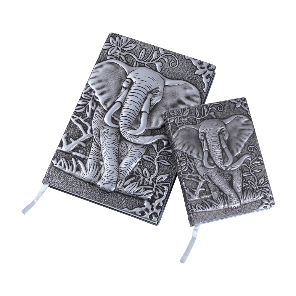 A5/A6 Silver Elephant leather hard cover notebook,Customizable leather notebook,Travel Journal