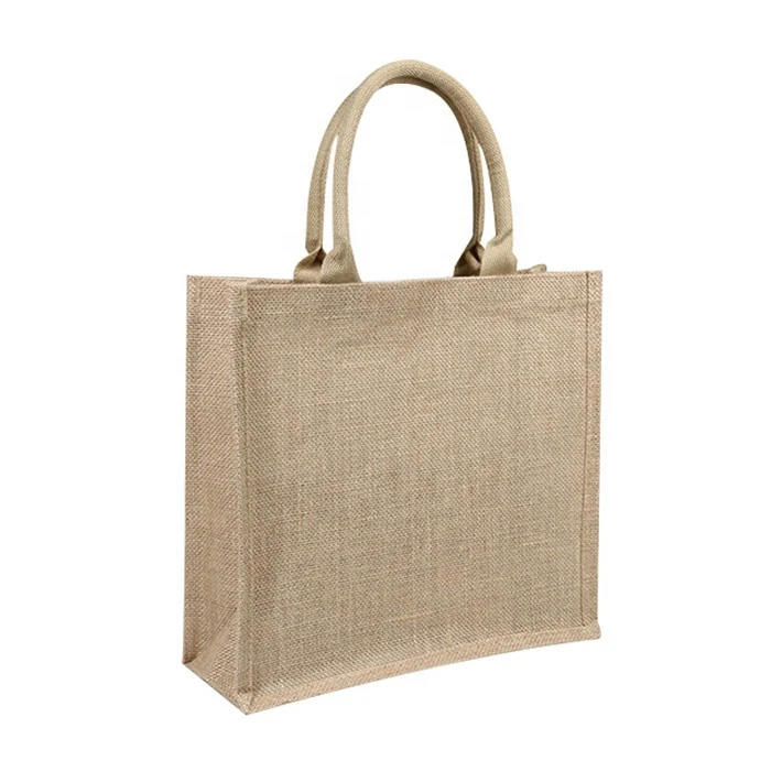Accept small qty natural and black burlap jute tote bag shopping with logo printed