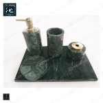 Amazon Hot Sale Green Marble Bathroom Accessories Set for Hotel Home Marble Bathroom Accessories Set Liquid Soap Dispenser