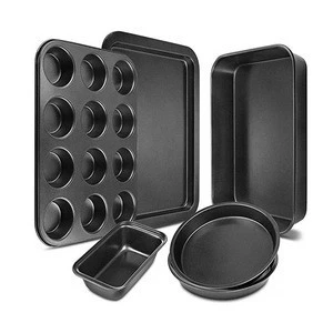 Amazon hot selling Nonstick 6pcs Carbon Steel Oven Bakeware Baking Cake Pans Set