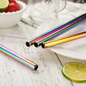 Approved Premium Stainless Steel Metal Straw Bubble Tea Straws with  Pouch Color Bag