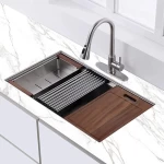 Aquacubic CUPC Factory Directly 32inch Single Bowl 304 Stainless Steel Kitchen Sink with ledge