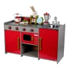 ASTM CE amazon hot selling Wooden kitchen educational friendly baby red Europe style cooking toy Play sets