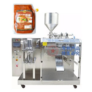 automatic pouch packing machine pizza spaghetti pasta sauce liquid stand up spout pouch filling packaging machine