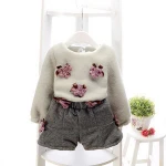 B11743A new arrival little girl's fashion sweater+shorts set little girl autumn clothing sets