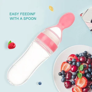 Baby Feeding Cereal, Rice, Juice Silicone Squeeze Baby Feeding Bottle with Spoon