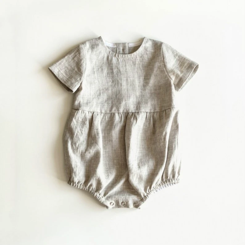 Baby Summer Pattern Organic Linen Cotton Baby Romper