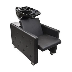 Backwash Ceramic Shampoo Chair Station Barber Bowl Spa Equipment Unit Full Set Black