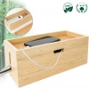 Bamboo Cable Management Box Cord Organizer for Extension Power Stripe