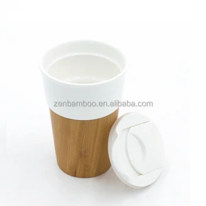 Bamboo Ceramic Coffee Mug with Silicone Lid