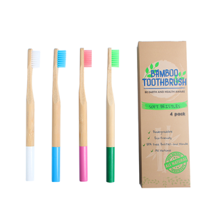 Bamboo Toothbrush Medium Soft Charcoal/fibre/Dupont Bristle Sustainable Sourced Bamboo &amp; BPA Free Ergonomic Design Pack of 4 set