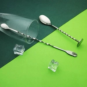Bar tools metal iced long handle stirring spoon stainless steel cocktail stirrers/cooktail spoon/mixing spoon Twisted Bar Spoon