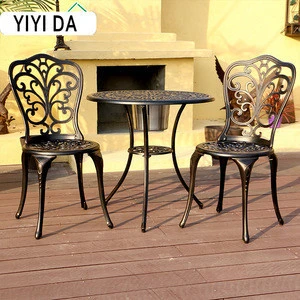 Best seller latest design cast aluminum outdoor modern Bronze furniture sets leisure garden durable dinning  table and  chairs