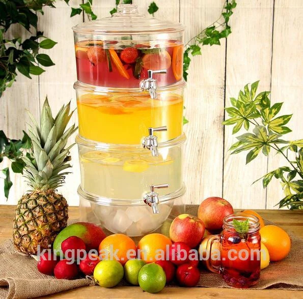 Best Selling Restaurant High Quality AS Plastic Cold Beverage Dispenser 3 Tier Drink Dispenser with Ice and Infuser