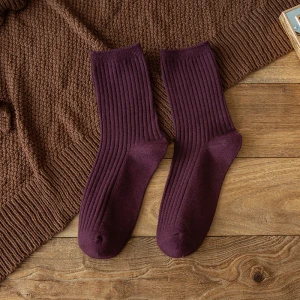 Best Wholesale Solid Color Joker Basic Japanese Dui dui Socks Korean Thick Warm Wool Socks Color Medium Tube Snow Socks