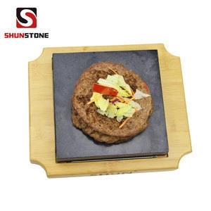 Bestselling Restaurant Hot Stone Grill with Square Bamboo Plater-- Popular BBQ Accessories