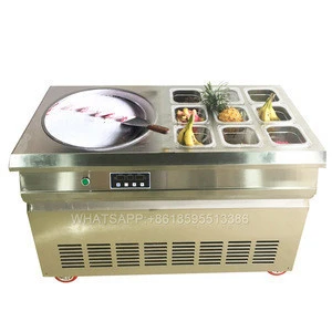 Big Discount !Hot double pans Thai fried ice cream machine,fruit ice cream roll maker with 5 boxes,ice cream maker